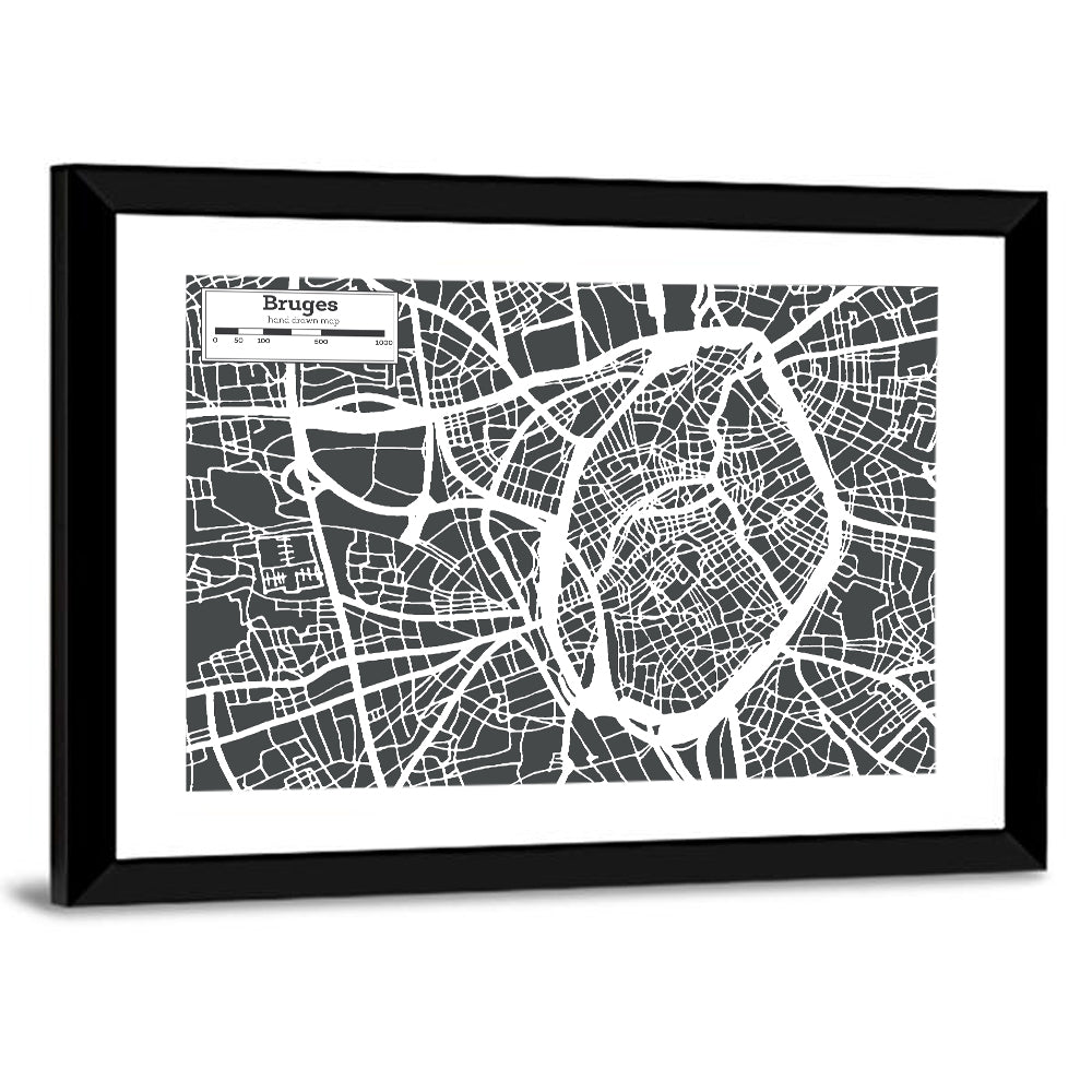 Bruges Canal Map Wall Art