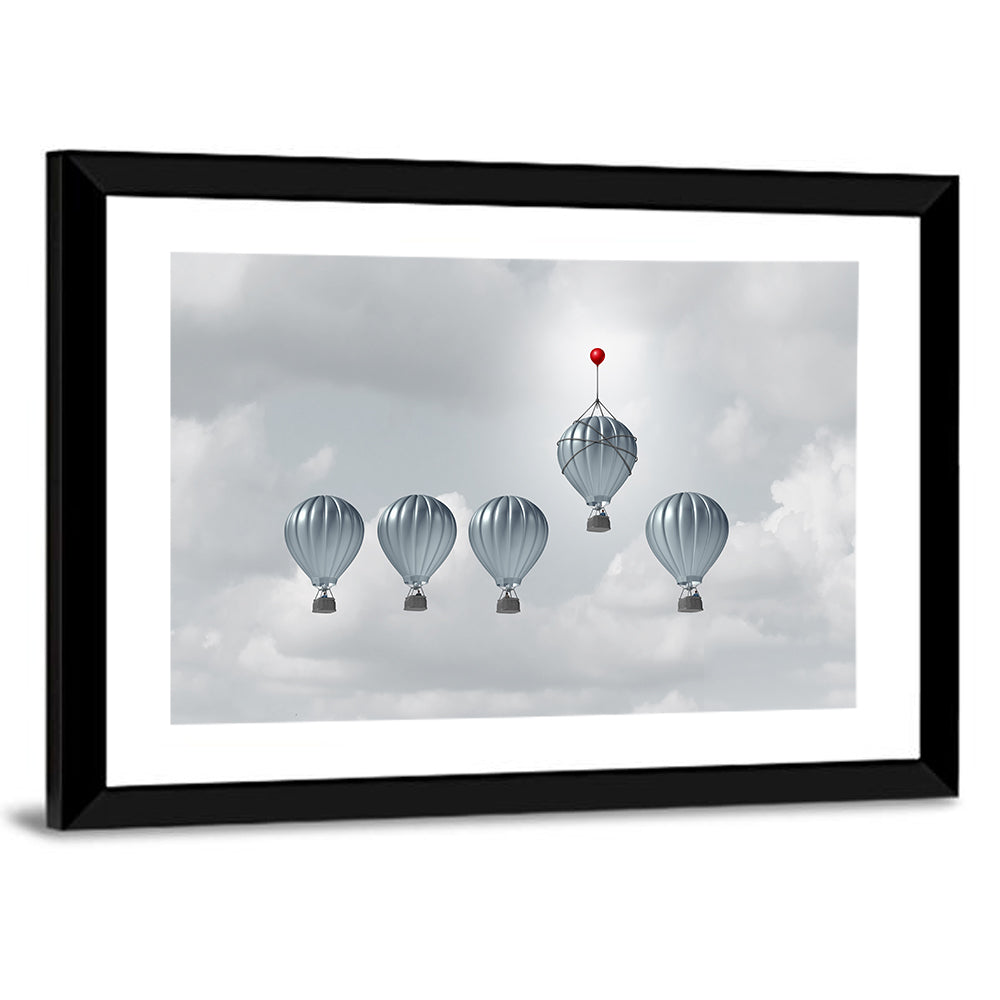 Hot Air Balloon Race with Red Accent Wall Art