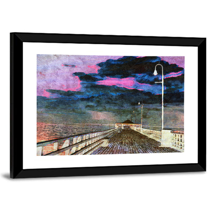 Wooden Beach Pier Wall Art as a framed print