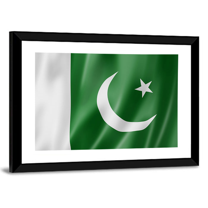 Waving Pakistan Flag Wall Art as a framed print