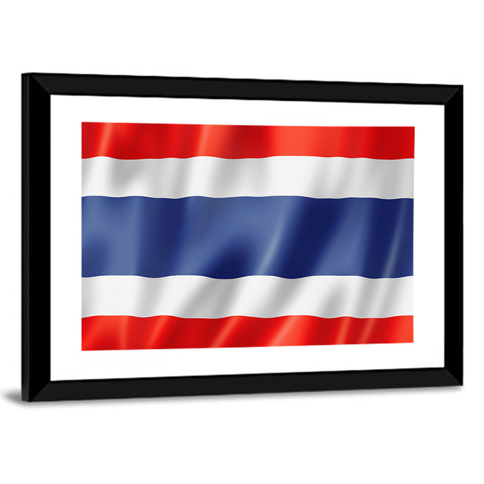 Thai Flag with Waving Stripes Wall Art as a framed print