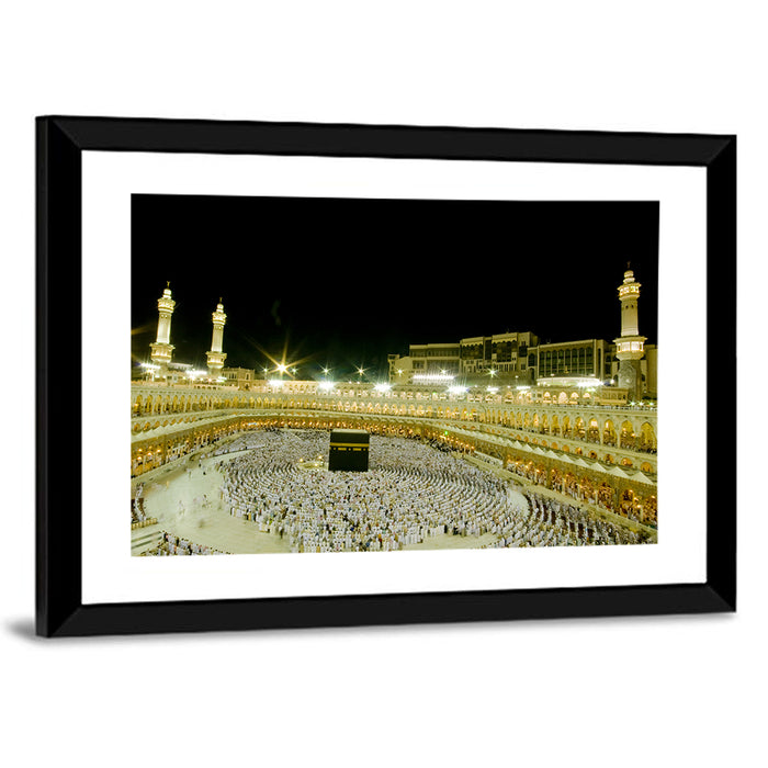 Night View of the Kaaba, Makkah Wall Art as a framed print