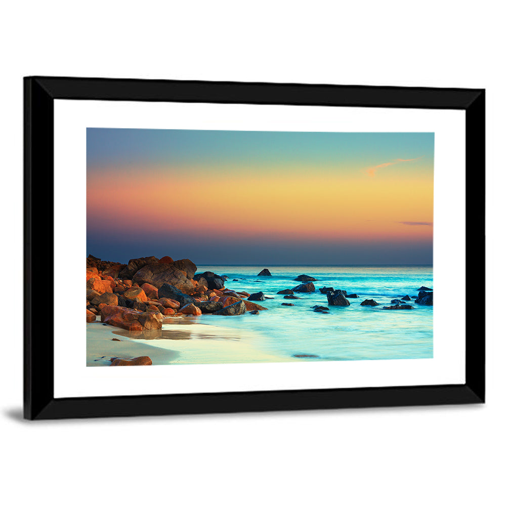 Sunset Over Volcanic Shoreline Wall Art