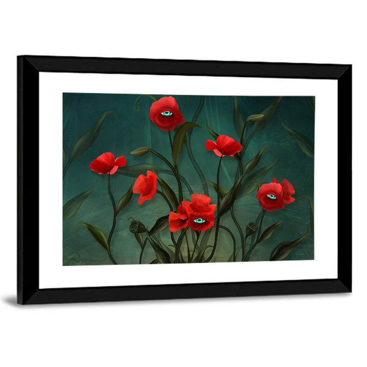 Surreal Poppies with Eyes Wall Art