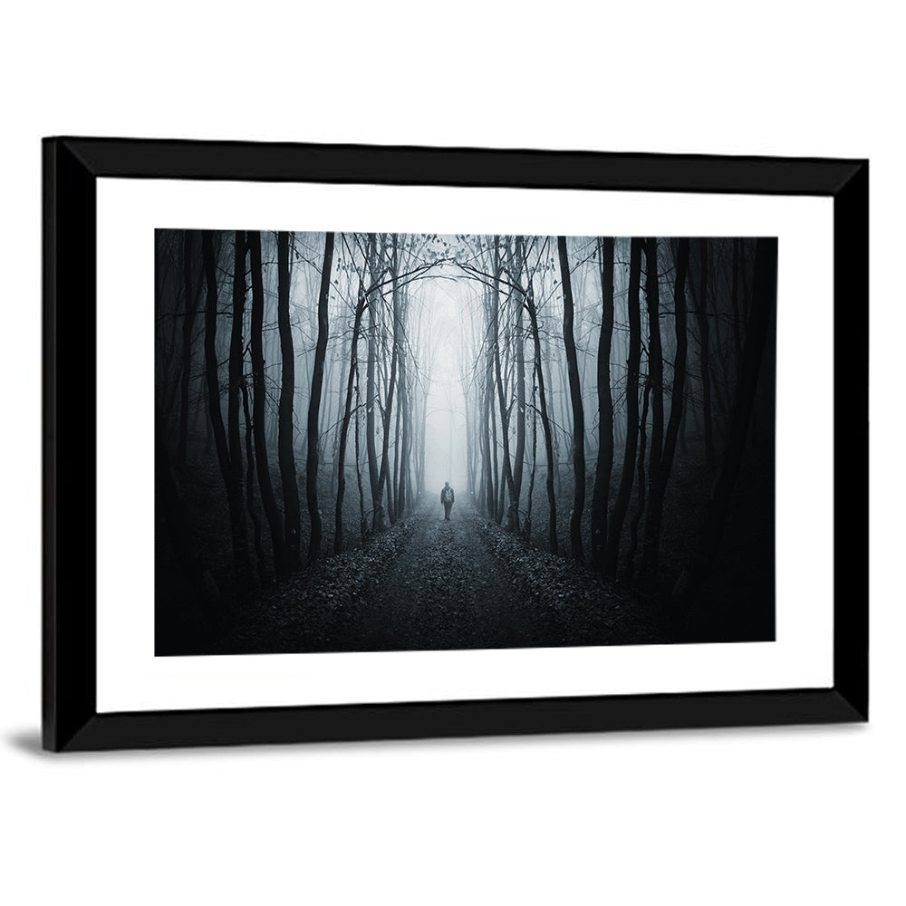 Strange Foggy Forest Path Wall Art