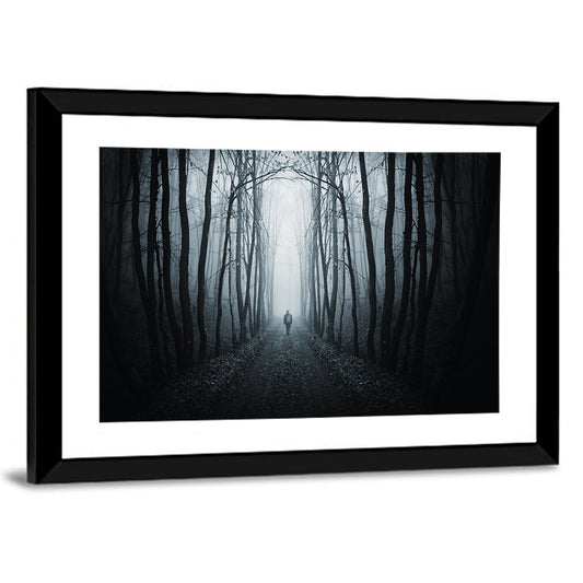Strange Foggy Forest Path Wall Art