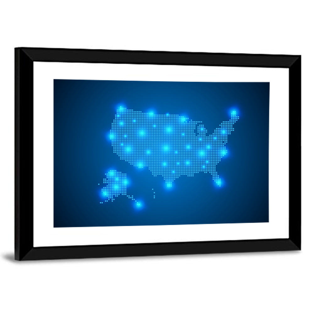 United States Digital Network Map Wall Art