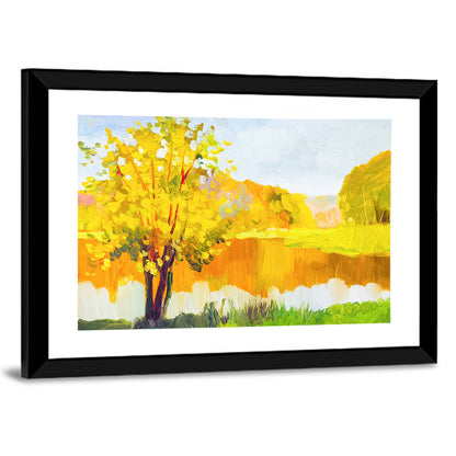 Autumn Tree and Lake Wall Art