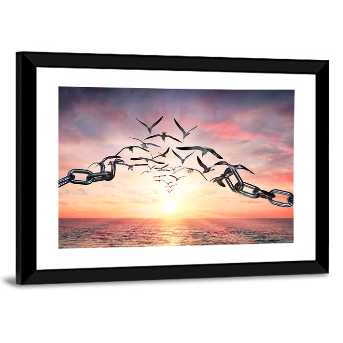 Breaking Chains at Sunset Wall Art as a framed print
