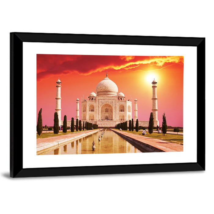 Taj Mahal at Sunrise, Agra Wall Art as a framed print