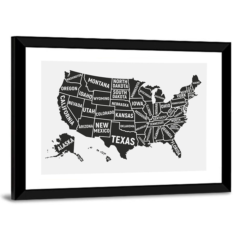 United States Map Silhouette Wall Art