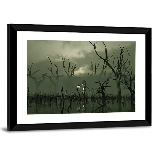 Will O the Wisp in Misty Swamp Wall Art