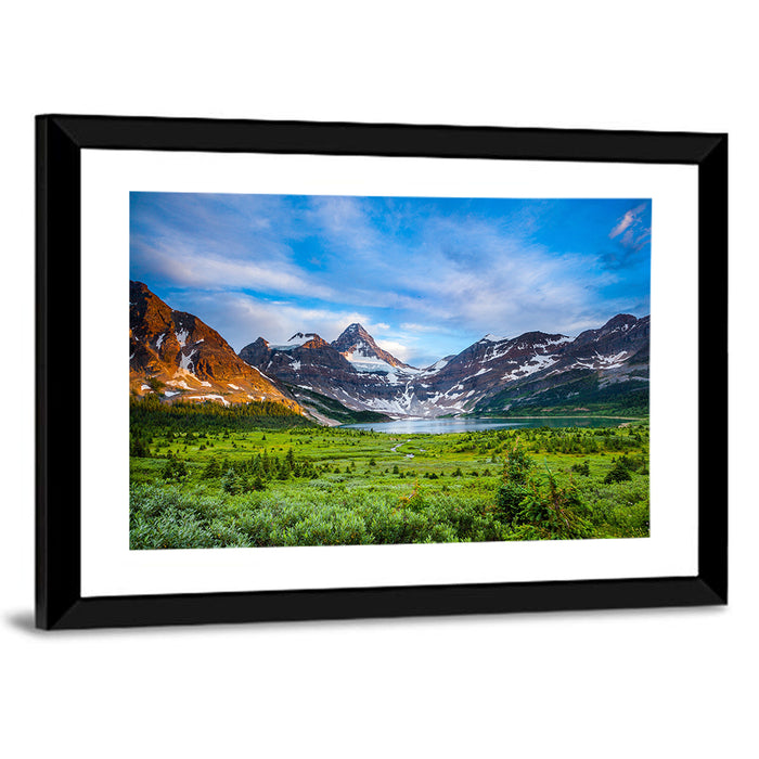 Mount Assiniboine Glacier and Magig Lake Wall Art as a framed print