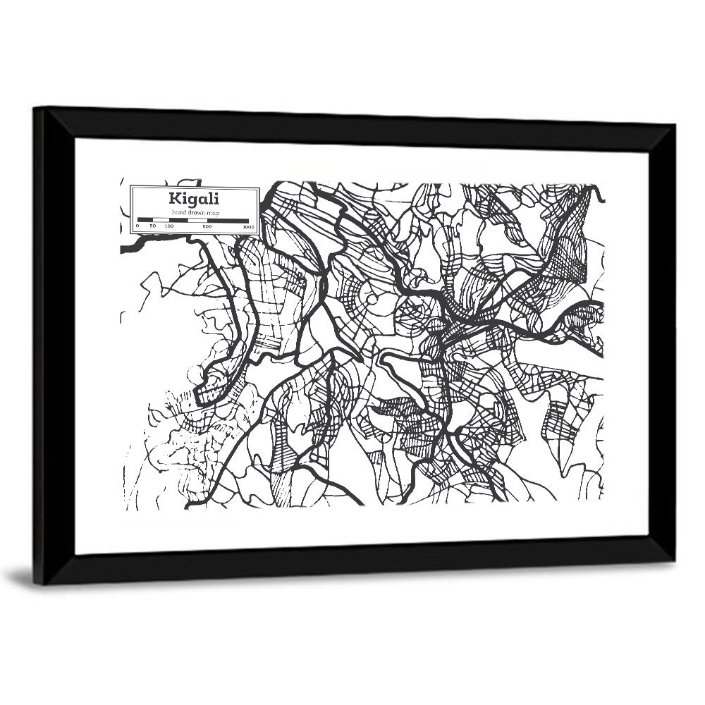 Kigali Urban Map Wall Art
