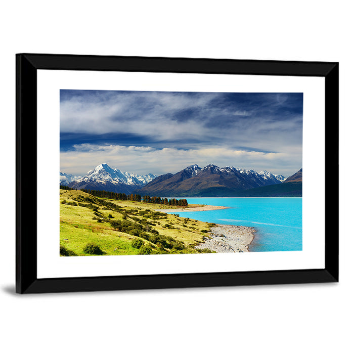 Mount Cook Over Lake Pukaki Wall Art as a framed print