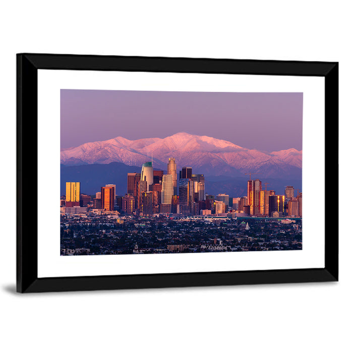 Los Angeles Downtown Skyline at Dusk Wall Art as a framed print