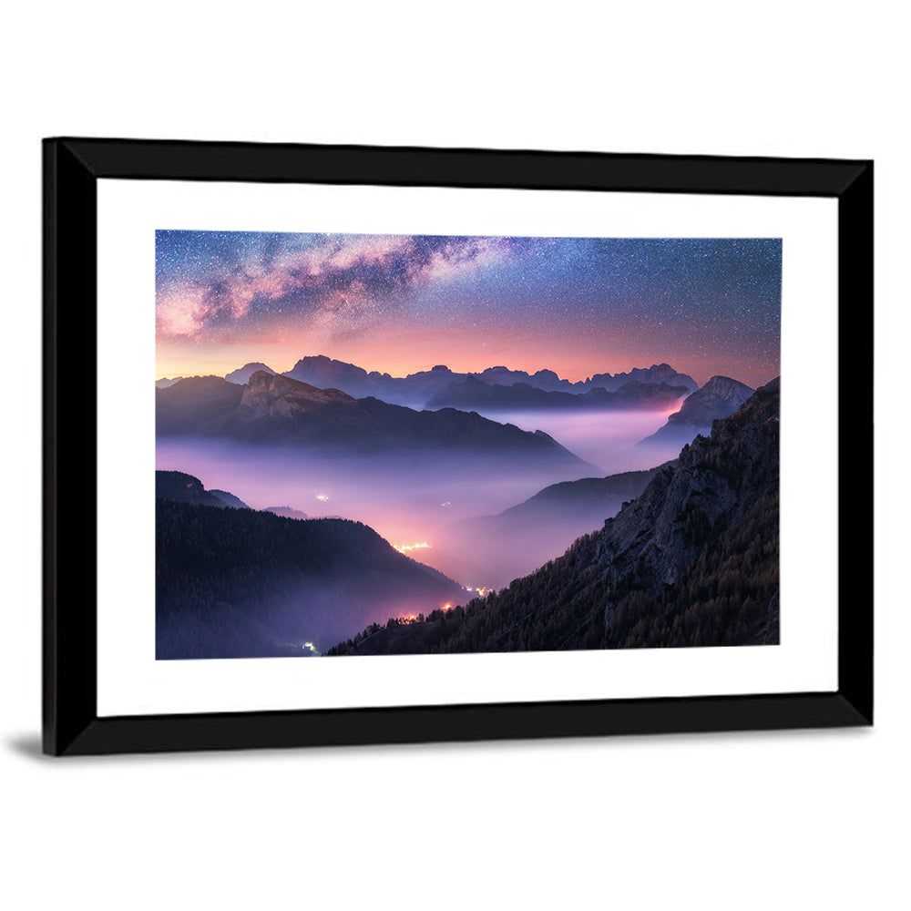 Misty Italian Mountains Under the Milky Way Wall Art