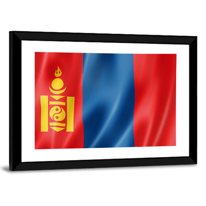 Mongolian Flag with Soyombo Emblem Wall Art