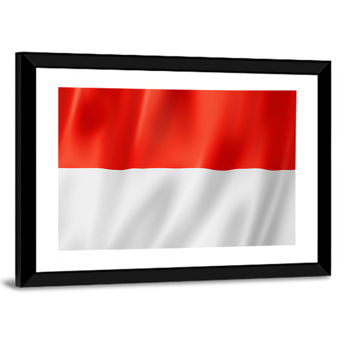 Indonesian Flag Waving Red and White Wall Art as a framed print