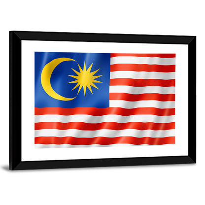 Malaysian Flag with Crescent and 14 Point Star Wall Art