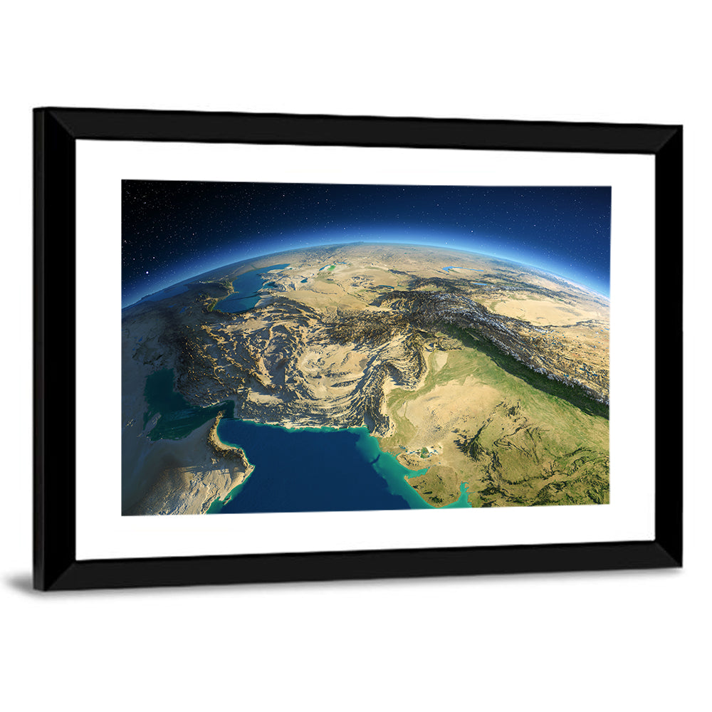 South Asia Topographic Map Wall Art