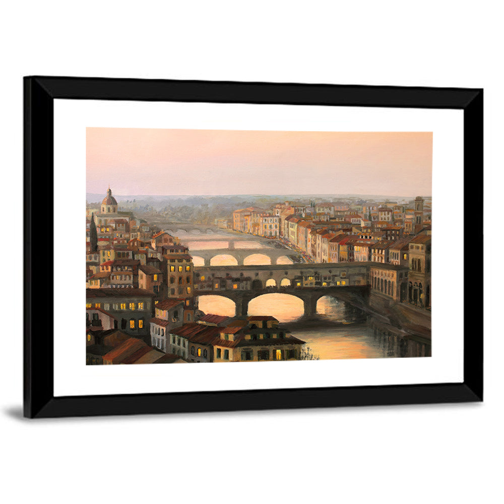Florence Sunset Over Ponte Vecchio Wall Art