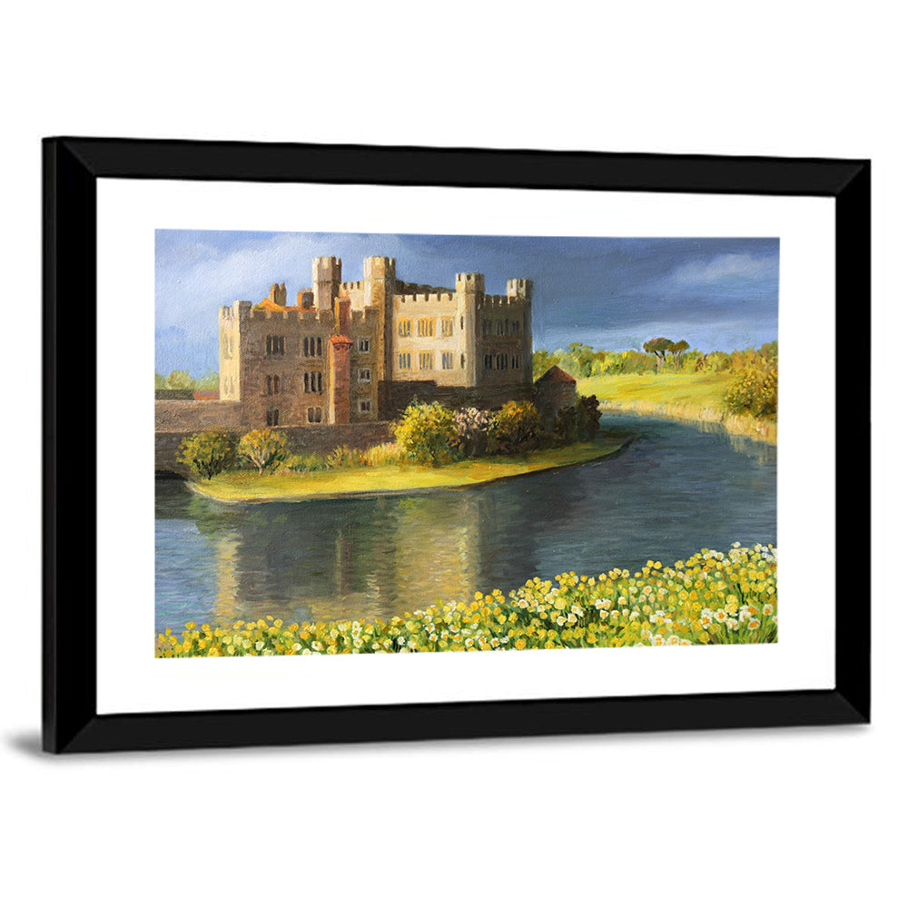 Castle Reflected Over Flower Meadow Wall Art