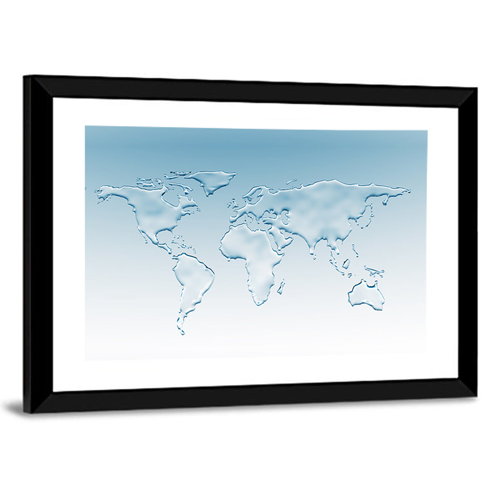 Embossed Water World Map Wall Art