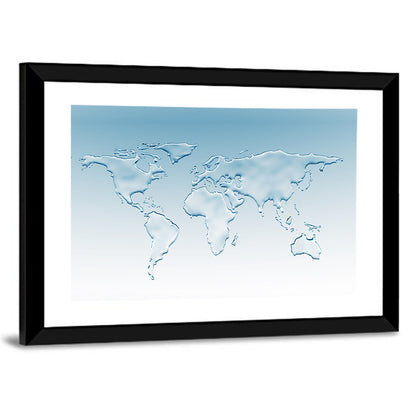 Embossed Water World Map Wall Art