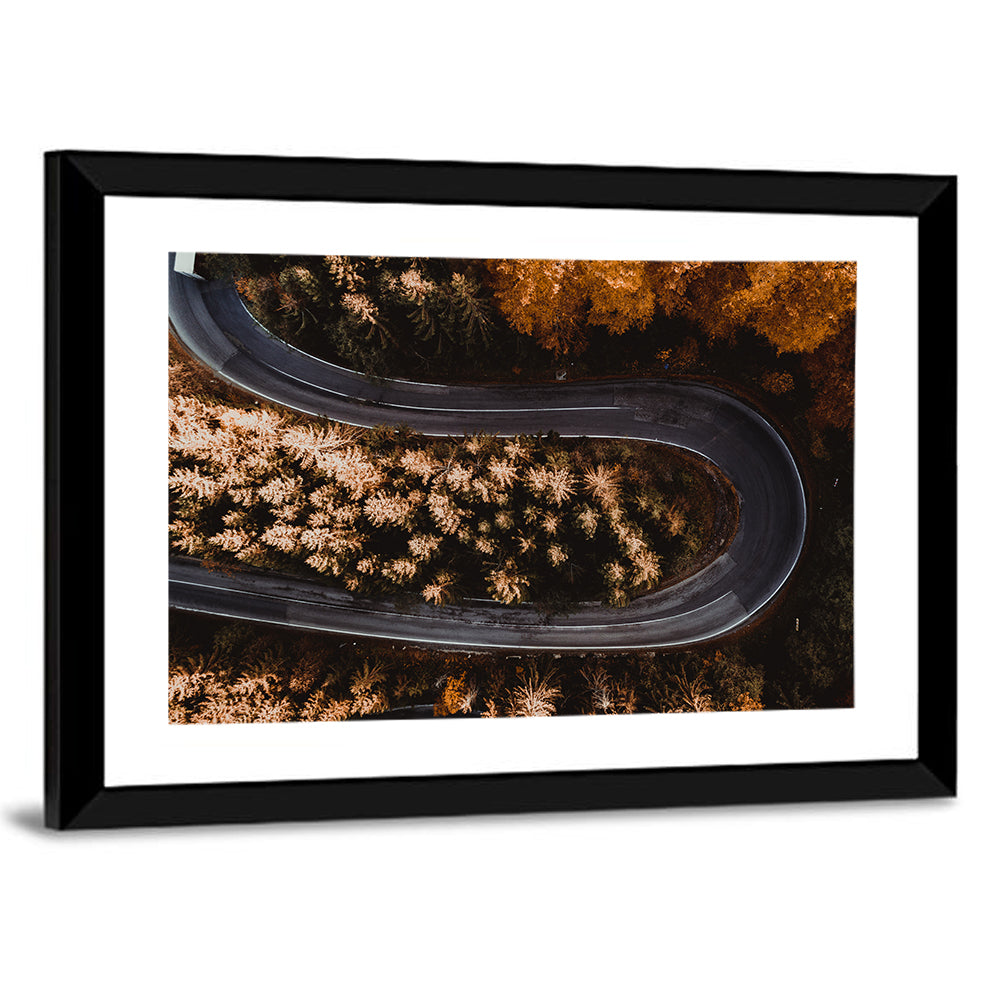 Hairpin Turn in Autumn Forest Wall Art