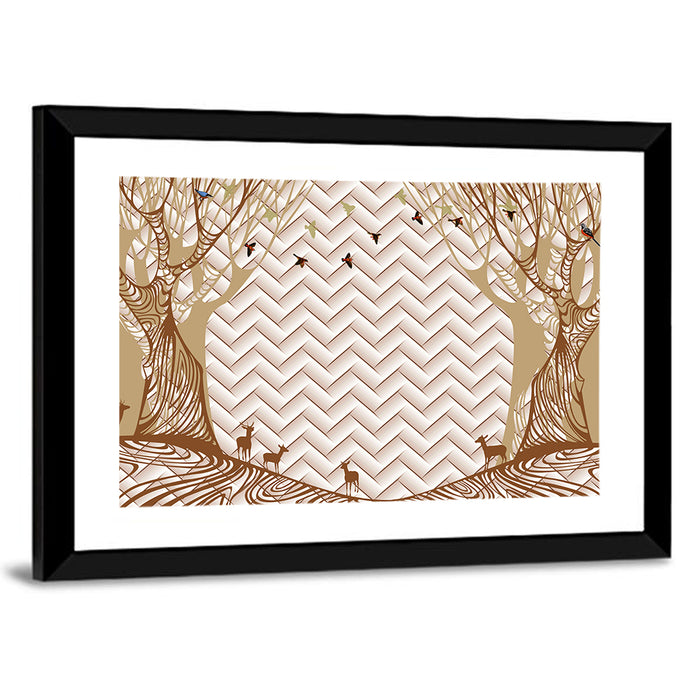 Marble Forest Silhouette Wall Art as a framed print