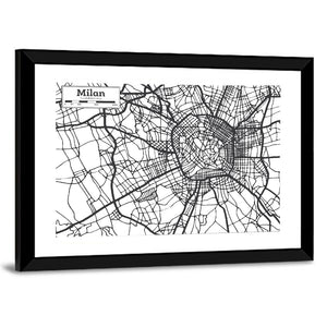 Milan City Map Wall Art