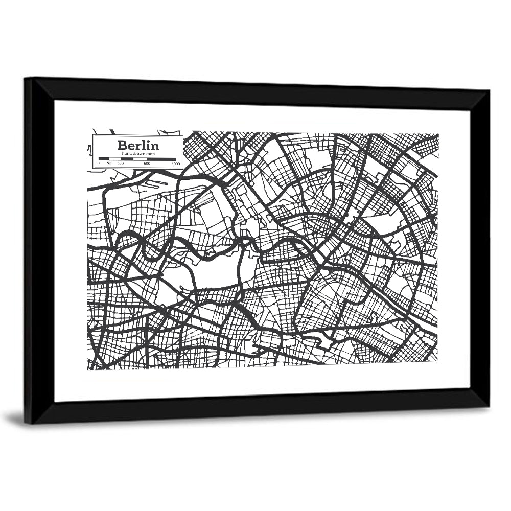 Hand-drawn Berlin City Map Wall Art