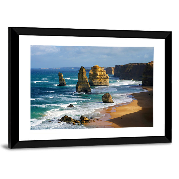 Twelve Apostles Coastal View Wall Art as a framed print