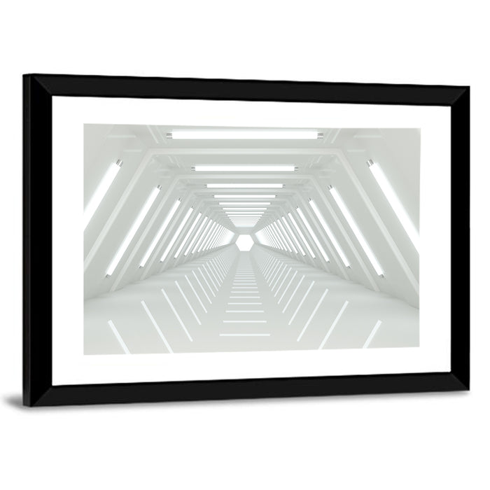 White Tunnel Wall Art as a framed print