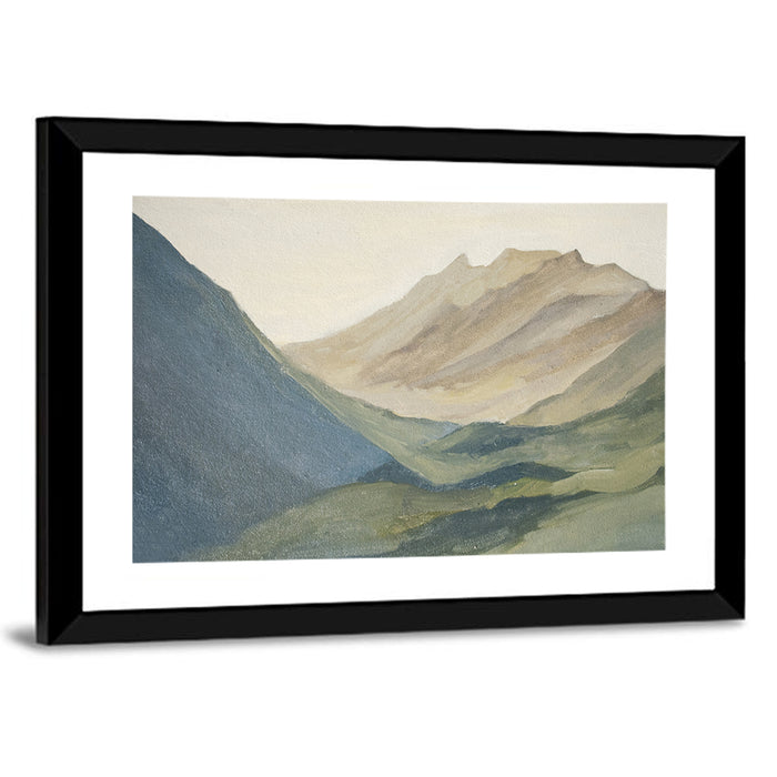 Dawn Over Layered Mountains Wall Art as a framed print
