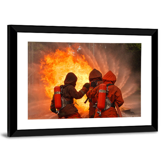 Three Firefighters Training Drill Wall Art