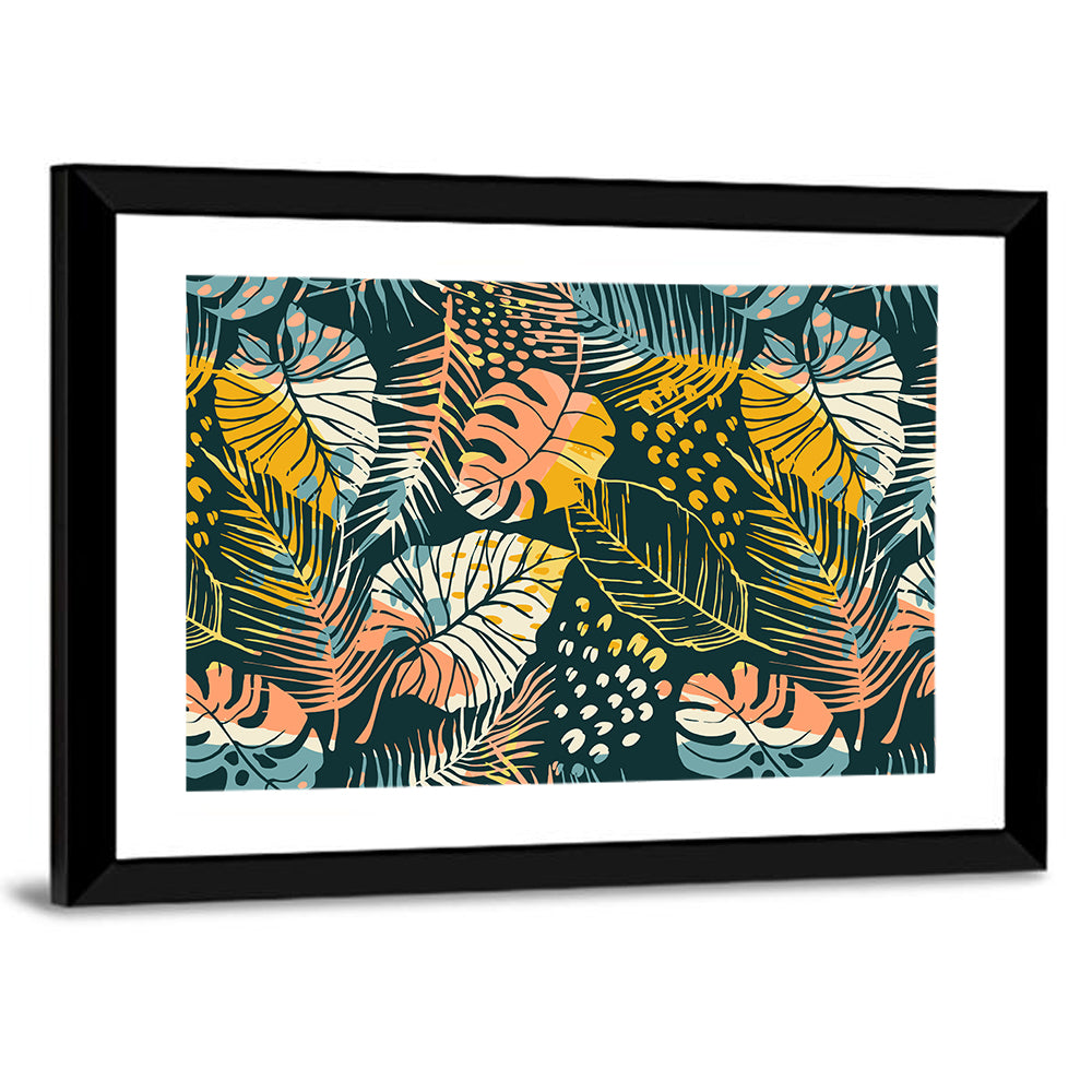 Tropical Monstera Palm Pattern Wall Art
