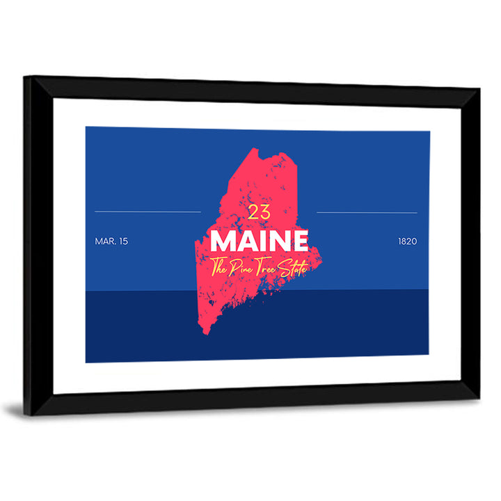 Maine State Map Graphic Wall Art