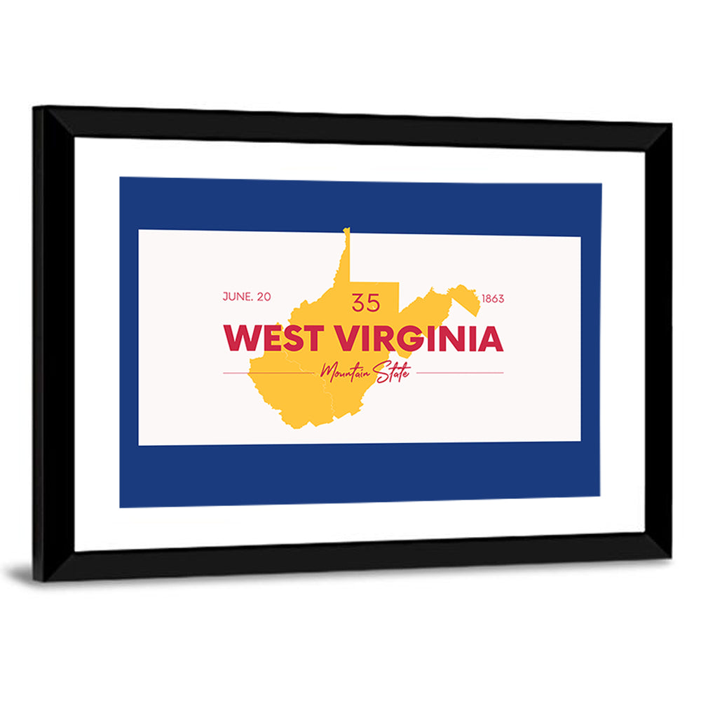 Golden West Virginia Map Wall Art