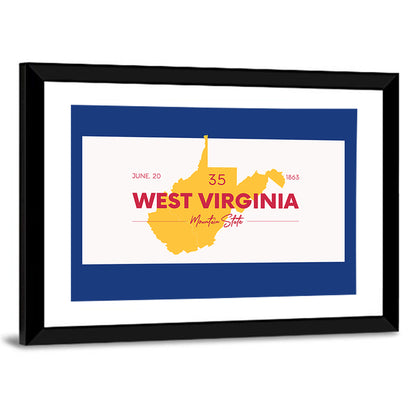 Golden West Virginia Map Wall Art