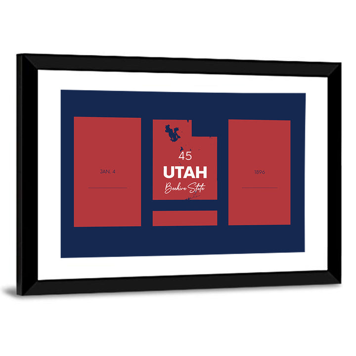 Utah State Map Graphic Wall Art