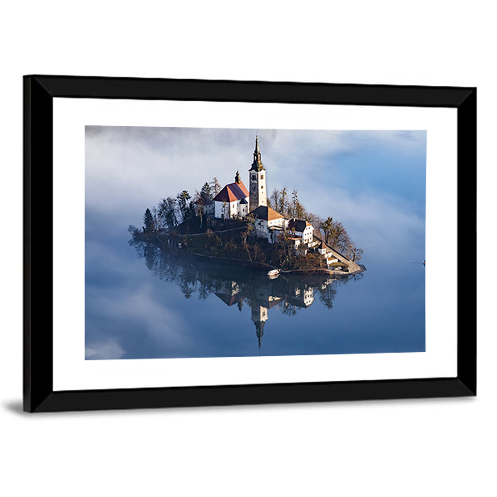 Lake Bled In Early Morning With Fog Wall Art