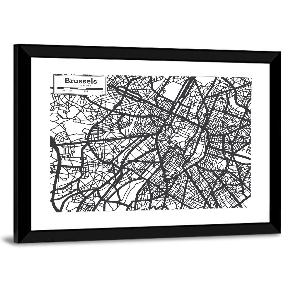 Brussels Hand Drawn City Map Wall Art