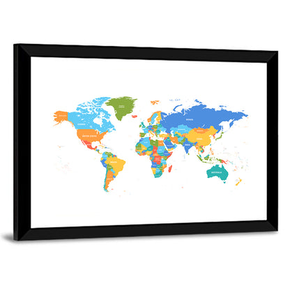 Colorful Political World Map Wall Art
