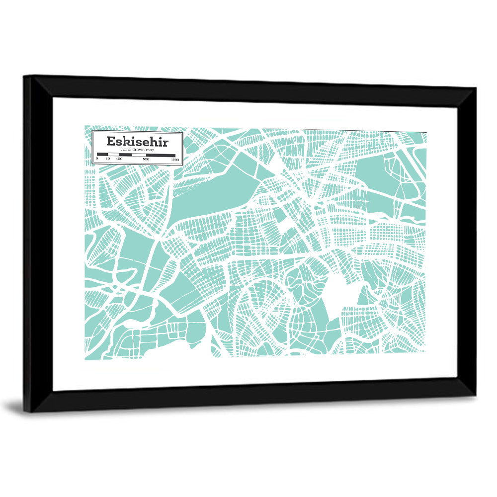 Eskisehir Street Grid Map Wall Art