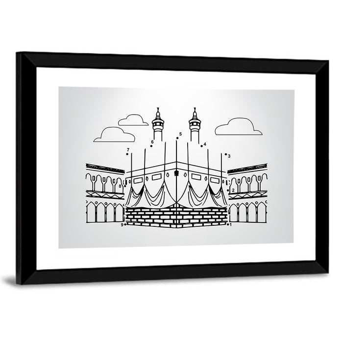 Khana E Kaaba Minimalist Line Wall Art as a framed print