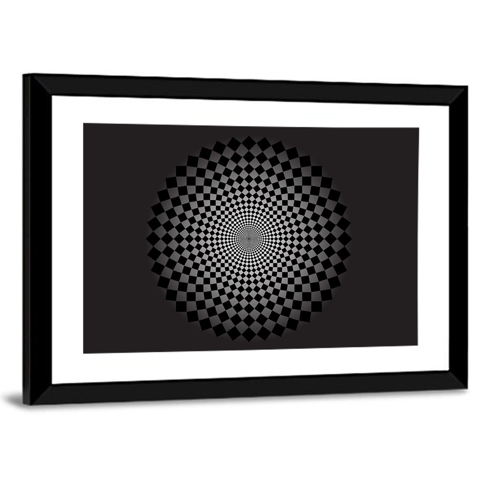 Monochrome Checkerboard Spiral Wall Art