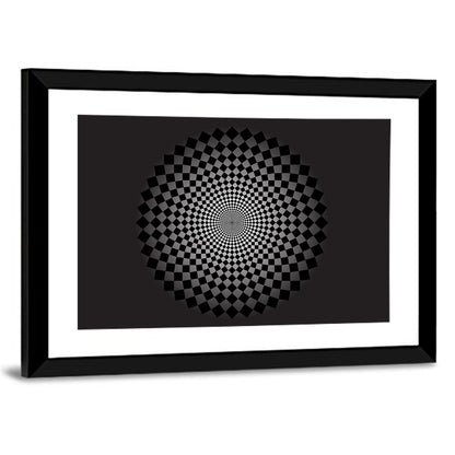 Monochrome Checkerboard Spiral Wall Art