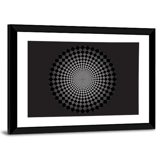 Monochrome Checkerboard Spiral Wall Art